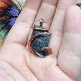 Mystery River Stone with Pyrite Pendant in Hammered Copper