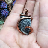 Mystery River Stone with Pyrite Pendant in Hammered Copper