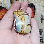 Oregon Owyhee Picture Jasper Pendant in Hammered Copper