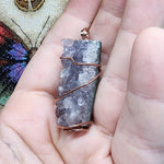 Amethyst Druzy Crystal Pendant in Copper Wrap