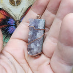 Amethyst Druzy Crystal Pendant in Copper Wrap