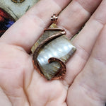 Diamond Petrified Wood Agate Pendant in Hammered Copper
