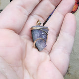 Small Purple Amethyst Druzy Crystal Pendant 14kt Yellow Gold Fill