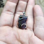 Small Amethyst Druzy Crystal Strip Pendant in Sterling Silver