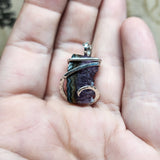 Small Amethyst Druzy Crystal Strip Pendant in Sterling Silver