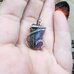 Small Amethyst Druzy Crystal Strip Pendant in Sterling Silver