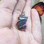 Small Amethyst Druzy Crystal Strip Pendant in Sterling Silver