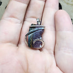 Small Amethyst Druzy Crystal Strip Pendant in Sterling Silver