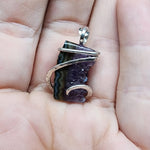 Small Amethyst Druzy Crystal Strip Pendant in Sterling Silver