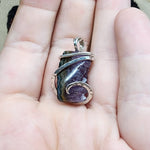 Small Amethyst Druzy Crystal Strip Pendant in Sterling Silver