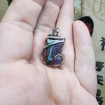 Small Amethyst Druzy Crystal Strip Pendant in Sterling Silver