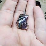 Small Amethyst Druzy Crystal Strip Pendant in Sterling Silver