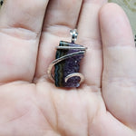 Small Amethyst Druzy Crystal Strip Pendant in Sterling Silver