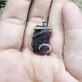 Small Amethyst Druzy Crystal Strip Pendant in Sterling Silver