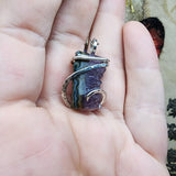 Small Amethyst Druzy Crystal Strip Pendant in Sterling Silver
