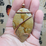 Large Oregon Owyhee Picture Jasper Pendant in Hammered Copper