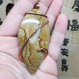 Large Oregon Owyhee Picture Jasper Pendant in Hammered Copper