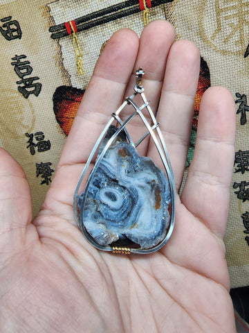 Mystical Zeusite Quartz Crystal Pendant in Sterling Silver and 14kt Yellow Golf Fill