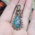 21ct Gem Silica with Native Copper Pendant in Rose Gold Fill and Sterling Silver