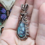 21ct Gem Silica with Native Copper Pendant in Rose Gold Fill and Sterling Silver