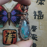 21ct Gem Silica with Native Copper Pendant in Rose Gold Fill and Sterling Silver