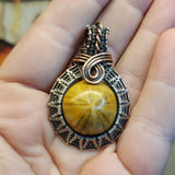 Fossil Sanddollar Seabiscuit Pendant Necklace in Silver and Copper
