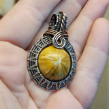 Fossil Sanddollar Seabiscuit Pendant Necklace in Silver and Copper