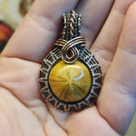 Fossil Sanddollar Seabiscuit Pendant Necklace in Silver and Copper
