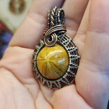 Fossil Sanddollar Seabiscuit Pendant Necklace in Silver and Copper
