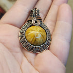 Fossil Sanddollar Seabiscuit Pendant Necklace in Silver and Copper