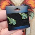 Green Jade Elephant Earrings - Includes Donation to Elephant Sanctuary with Purchase