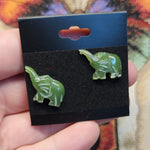 Green Jade Elephant Earrings - Includes Donation to Elephant Sanctuary with Purchase