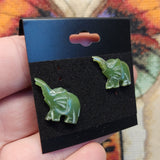 Green Jade Elephant Earrings - Includes Donation to Elephant Sanctuary with Purchase