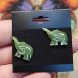 Green Jade Elephant Earrings - Includes Donation to Elephant Sanctuary with Purchase
