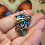 56ct Gem Silica with Native Copper Pendant in Rose Gold Fill