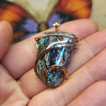 56ct Gem Silica with Native Copper Pendant in Rose Gold Fill