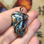 56ct Gem Silica with Native Copper Pendant in Rose Gold Fill