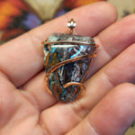 56ct Gem Silica with Native Copper Pendant in Rose Gold Fill