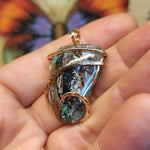 56ct Gem Silica with Native Copper Pendant in Rose Gold Fill