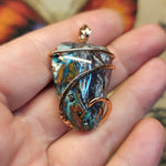 56ct Gem Silica with Native Copper Pendant in Rose Gold Fill