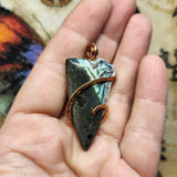 56ct Native Copper Chrysocolla Pendant in Rose Gold Fill
