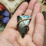 56ct Native Copper Chrysocolla Pendant in Rose Gold Fill