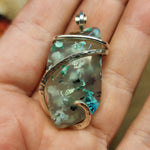 65ct Gem Silica with Native Copper Pendant in Sterling Silver