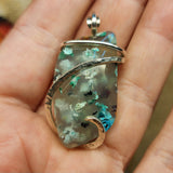 65ct Gem Silica with Native Copper Pendant in Sterling Silver