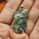 65ct Gem Silica with Native Copper Pendant in Sterling Silver