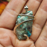 65ct Gem Silica with Native Copper Pendant in Sterling Silver
