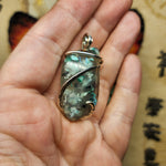 65ct Gem Silica with Native Copper Pendant in Sterling Silver