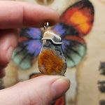 Plume Agate with Psilomelane Pendant Necklace in Sterling Silver