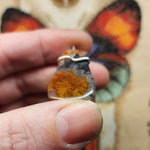 Plume Agate with Psilomelane Pendant Necklace in Sterling Silver