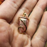Natural Pink Rhodocrosite Pendant in 14kt Rose Gold Filled